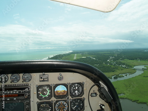 Cessna airplane cockpit during flight