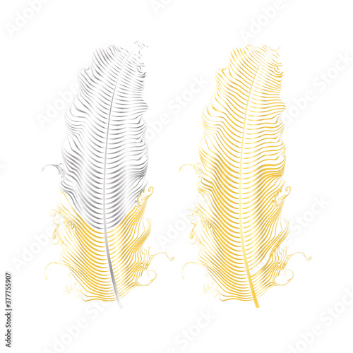 Silver, pink and gold glitter feathers.Boho style elements,tattoo template.