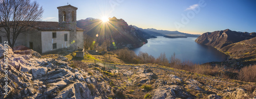 Iseo lake view from San Defendente hill, Bergamo province, Lombardy district, Italy photo