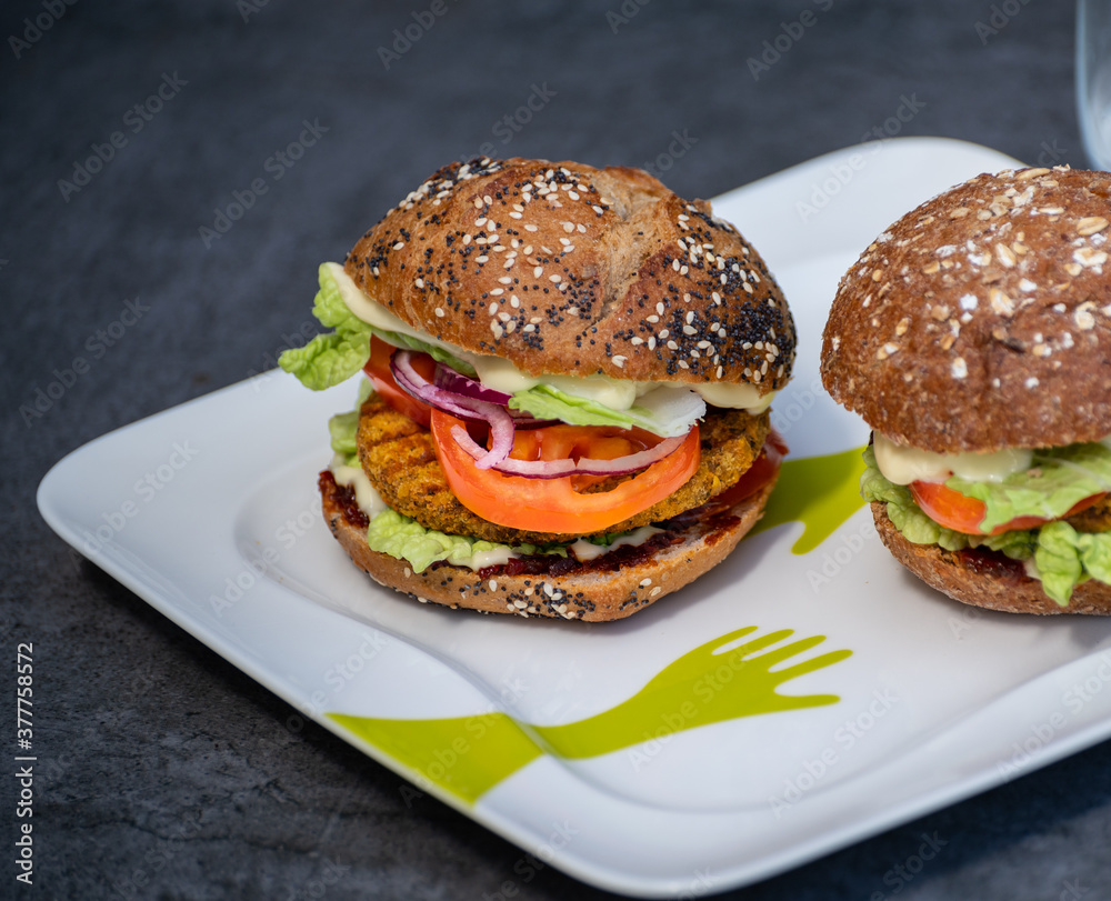 Fresh tasty meat free vegetarian burger made from high quality organic ingredients Fresh tasty meat free vegetarian burger made from high quality organic ingredients