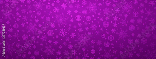 Christmas background of various complex big and small snowflakes  in purple colors