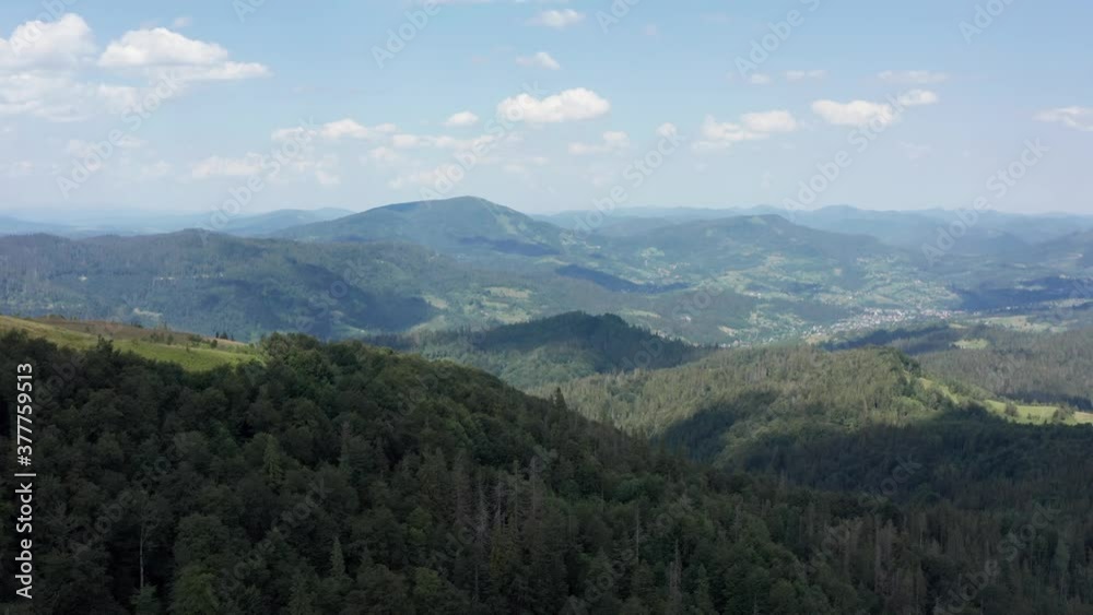 Aerial drone breathtaking natural landscape of mountains and forest. Theme of nature, travel and destinations to visit during the journey and hike Aerial drone breathtaking natural landscape of mountains and forest. Theme of nature, travel and destinations to visit during the journey and hike