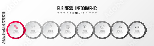 Design of infographic template. Flowchart with business icons. Vector
