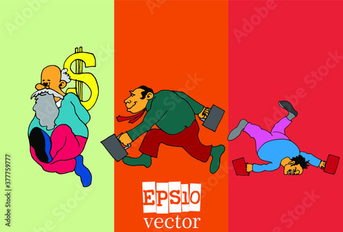 Businessman cartoon character working collection, vector