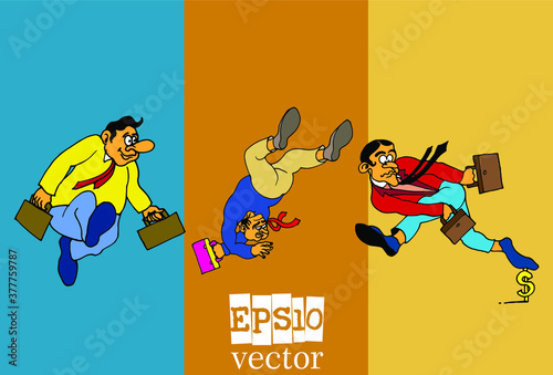 Businessman cartoon character working collection, vector