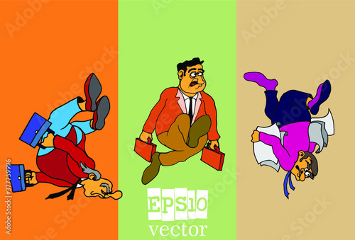 Businessman cartoon character working collection, vector