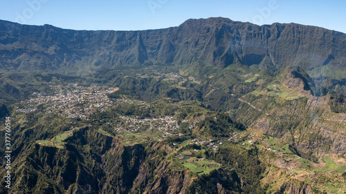 City in the moutains from the sky, Cilaos Reunion Island © Loïc