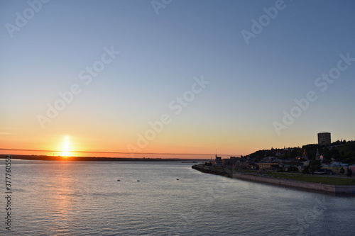 dawn on the Volga River. Nizhny Novgorod