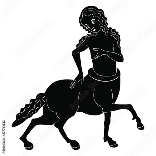 black centaur figure, standing, looking down clip art preview