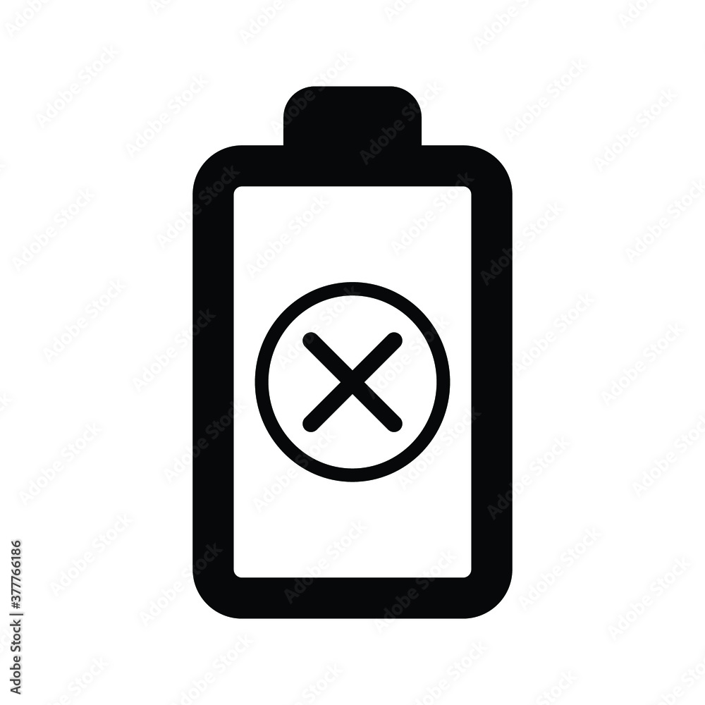 No battery vector icon. Flat No battery pictogram is isolated No battery vector icon. Flat No battery pictogram is isolated