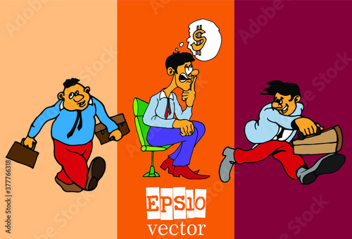 Businessman cartoon character working collection, vector