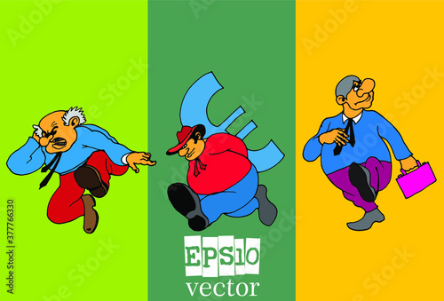 Businessman cartoon character working collection, vector