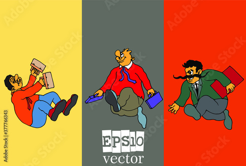 Businessman cartoon character working collection, vector