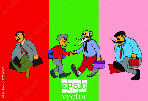 Businessman cartoon character working collection, vector