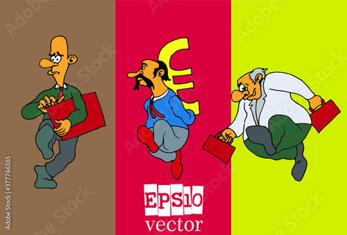 Businessman cartoon character working collection, vector