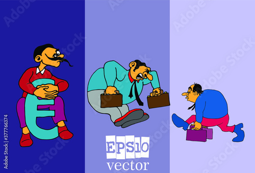 Businessman cartoon character working collection, vector