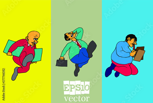 Businessman cartoon character working collection, vector