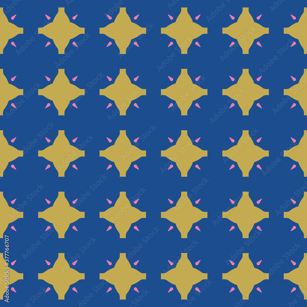 Fototapeta premium Vector seamless pattern texture background with geometric shapes, colored in blue, green, pink colors.