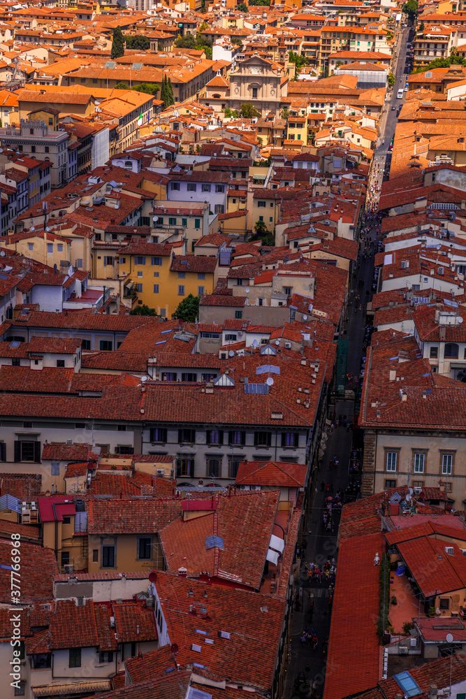 Aerial view of the rooftops ot Florence, Italy
