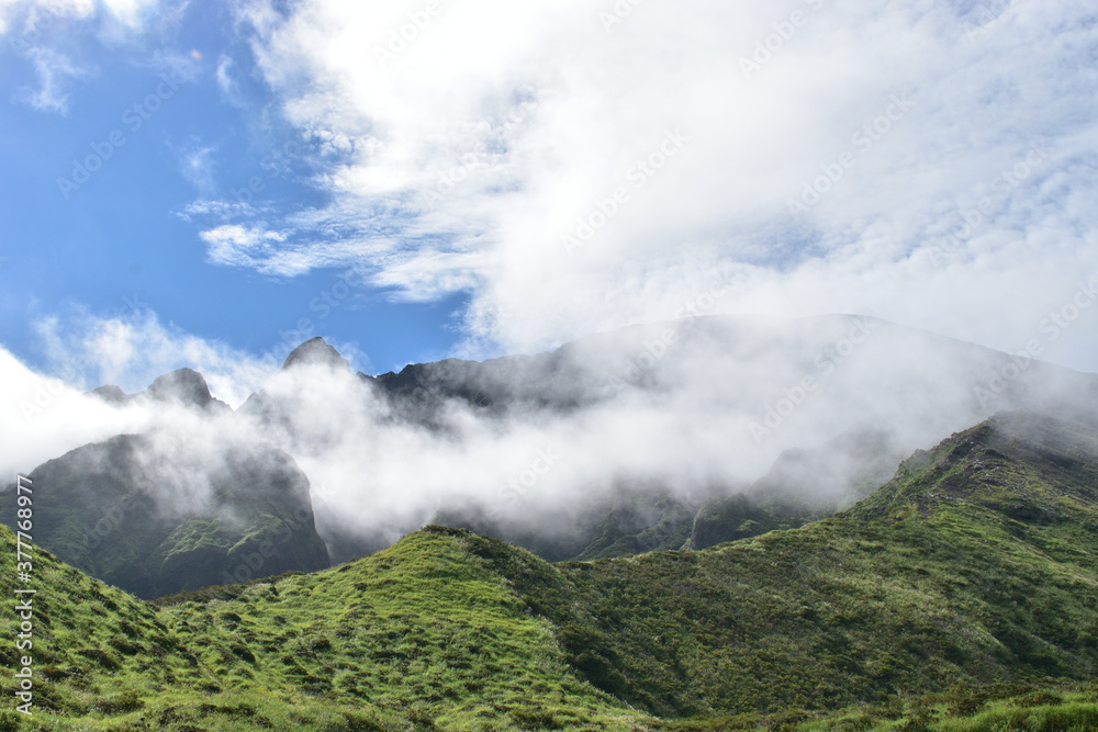 Image of Mountain range with clouds