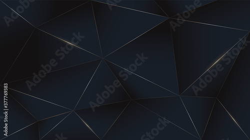 Black gold luxury background. Vector dark rich poly backdrop wallpaper. Graphic illustration. Golden lines