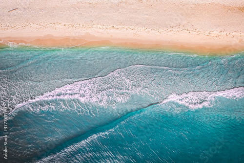 Fototapeta Naklejka Na Ścianę i Meble -  Top view of waves on Baltic sea, aerial view
