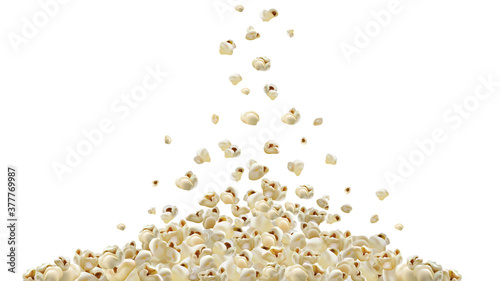 Popcorn making machine. Realistic vector popcorn falling down. A lot of popcorn. graphic illustration