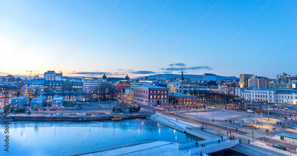 Modern buildings in Oslo, city centre and city escape - obrazy, fototapety, plakaty 