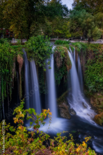 Fototapeta Naklejka Na Ścianę i Meble -  Upper Duden waterfall park in Antalya city in Turkey. July 2020, long exposure picture.