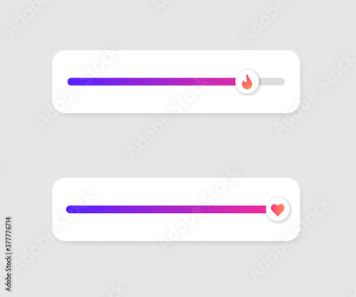 Slider fire and heart emoji vector illustration for social