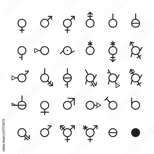 Gender icon symbols simple vector set isolated on the white background