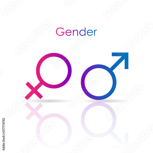 Gender icon female and male signs concept on the white