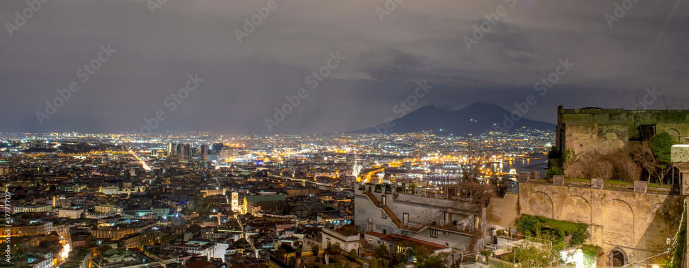 Naples by night panorama