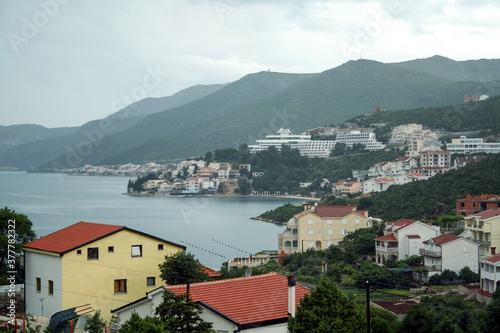 Panorama of Neum, in Bosnia and Herzegovina, seen from the adriatic coast line. Neum is a Bosnian city of Herzegovina, the only sea front of the country, major tourist destination of the Adriatic sea