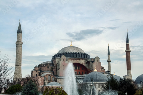 View of Aya Sofia, or Saint Sophia, in Istanbul, Turkey. Hagia Sophia is a former byzantine orthodox basilica transformed into a muslim mosque and a museum, source of religious conflict photo