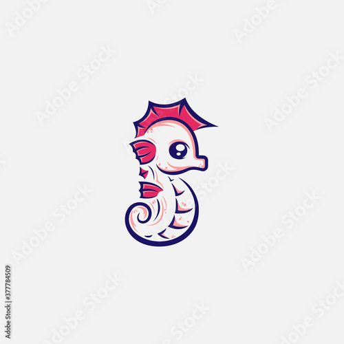 Cute seahorse design line art with variant color