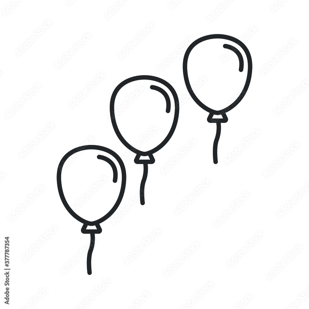 line icon style. ballon anniversary. Three ballons concept of valentine day, birthday, recreational, recreation park item, festival, toy. Vector illustration. Design on white background. EPS 10 line icon style. ballon anniversary. Three ballons concept of valentine day, birthday, recreational, recreation park item, festival, toy. Vector illustration. Design on white background. EPS 10