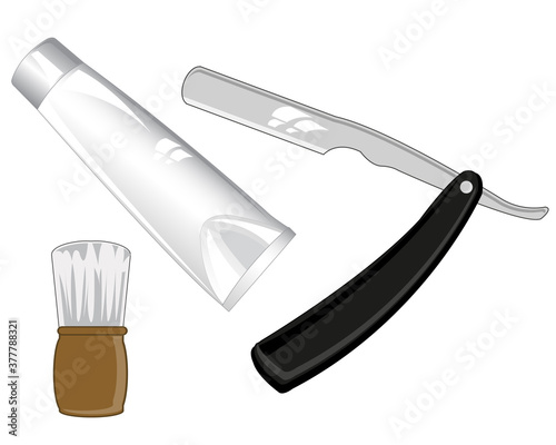 Accesories for shaving on white background is insulated