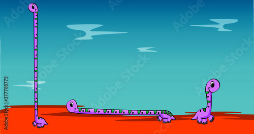 LONG NECK DINOSAUR VECTOR ILLUSTRATION KID