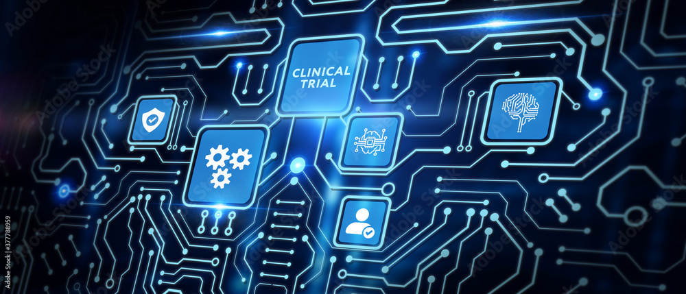 Business, Technology, Internet and network concept. Virtual display: Clinical trial