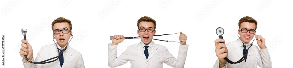 Funny doctor isolated on white Funny doctor isolated on white