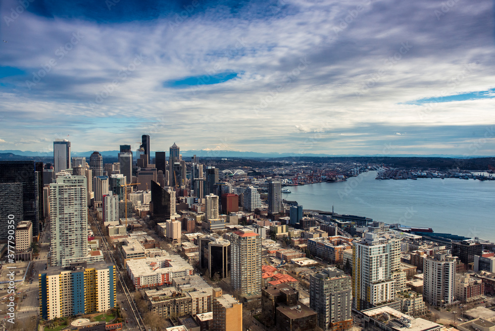 Downtown Seattle as seen from the space Needle
