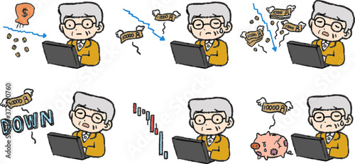 Old man losing money on investment set
