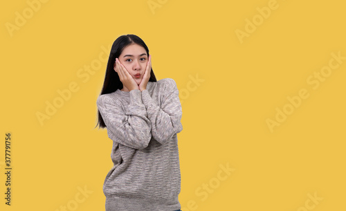 Asian girl is surprised she is excited © PK Studio