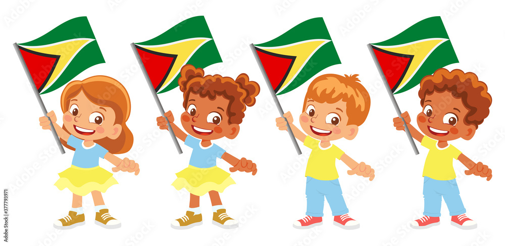Guyana flag in hand set