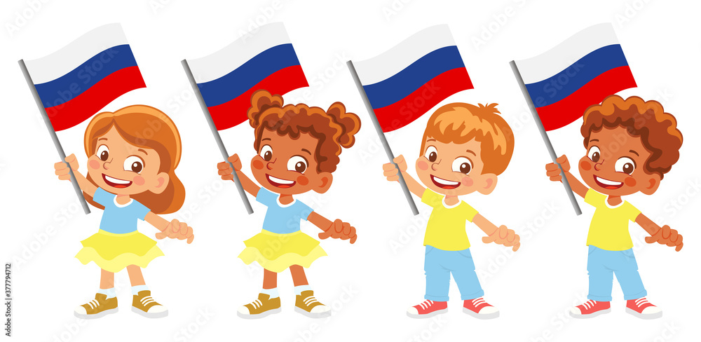 russia flag in hand set