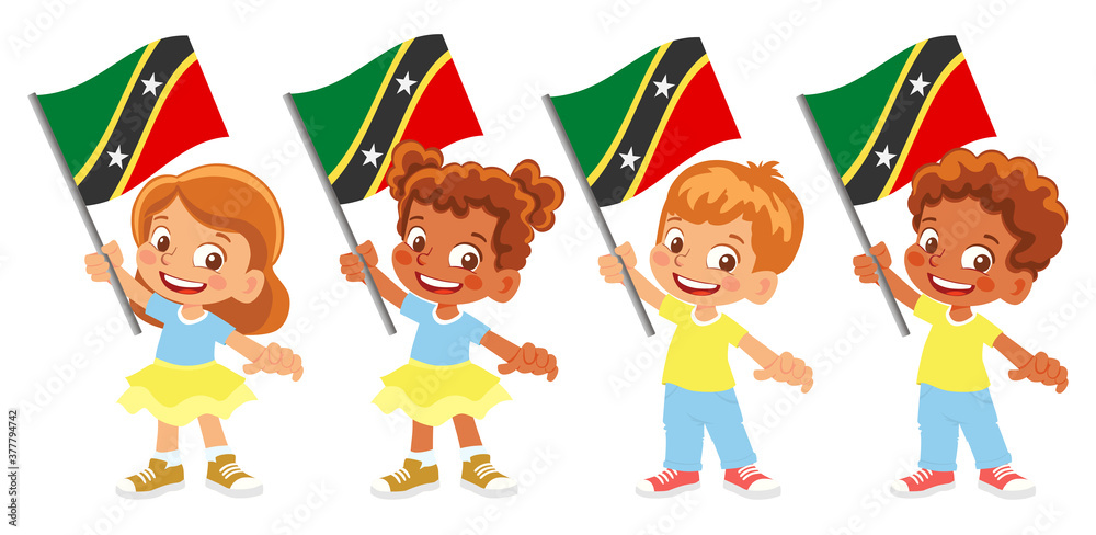 Saint Kitts and Nevis flag in hand set