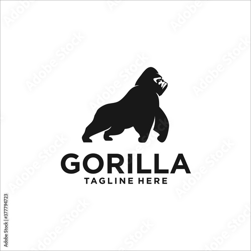 gorilla logo design template silhouette vector icon