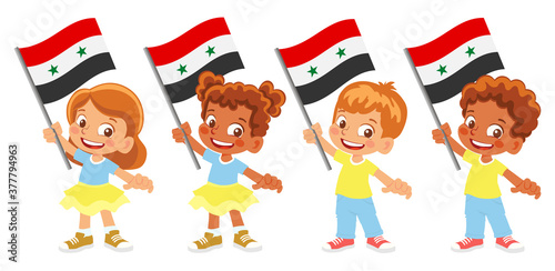 syria flag in hand set