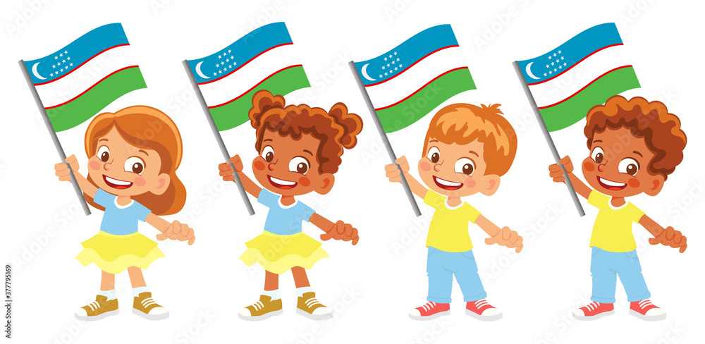 Uzbekistan flag in hand set